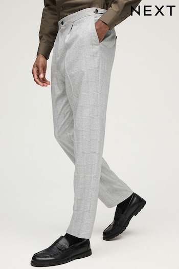 Grey Check Slim Button Side Adjuster Trousers (571626) | £34