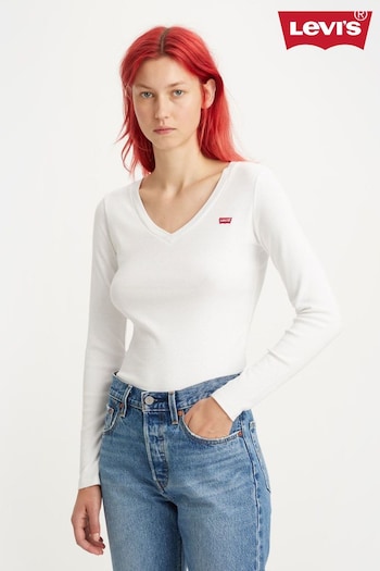 Levi's® Cream Long Sleeve V-Neck T-Shirt (571842) | £35
