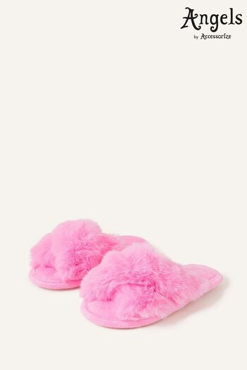 Angels by Accessorize Girls Pink Faux Fur Sliders (571958) | £14 - £15