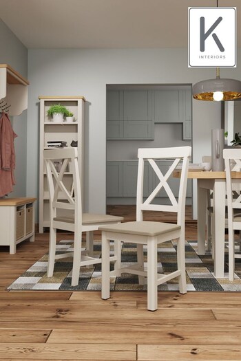 K Interiors Natural Lana Wooden Cross Back Dining Chair Pair (572067) | £310