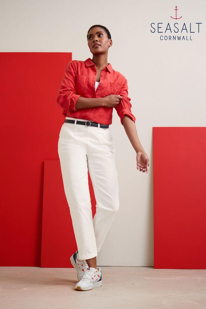 White narrow cotton trousers | Buy white narrow pant online | Kalpané
