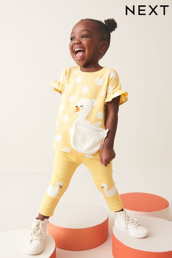 Yellow Polka Dot Swan Long Sleeve Bag T-Shirt (3mths-7yrs) (572307) | £8 - £10