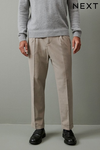 Neutral Relaxed Tapered Relaxed Fit Brushed Flannel Trousers Pants (572440) | £38