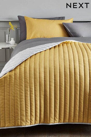 Ochre Yellow Reversible Cotton Rich Bedspread (572647) | £30 - £45