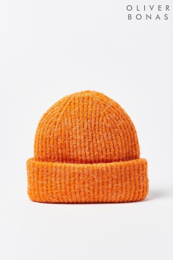 Oliver Bonas Orange Double Rib Knitted Beanie Hat (572661) | £22