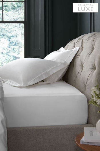 White Collection Luxe 1000 Thread Count 100% Cotton Sateen Extra Deep Fitted Sheet (572734) | £60 - £75
