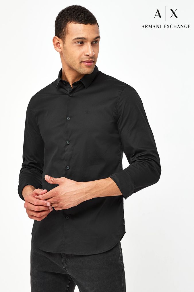 Buy Men s Black Armani Exchange Shirts Online Next UK