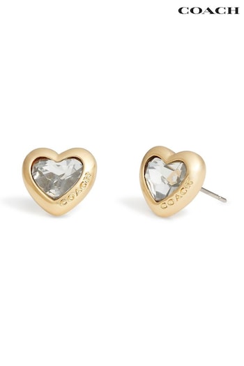 Gold mdsn Coach Heart Stud Earrings (572822) | £55