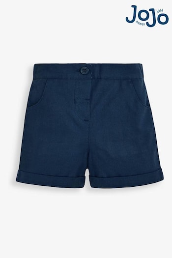 JoJo Maman Bébé Navy Girls' Twill Milano-Cut Shorts (572978) | £17