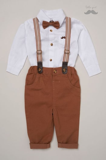 Little Gent Baby Mock Shirt Half Bodysuit and Braces Cotton Dungarees (573145) | £30