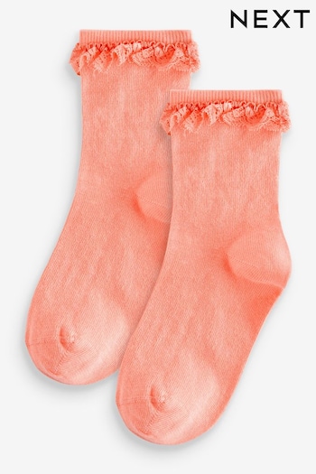 Peach Orange Cotton Rich Ruffle Ankle Socks 2 Pack (573259) | £3.50 - £5.50