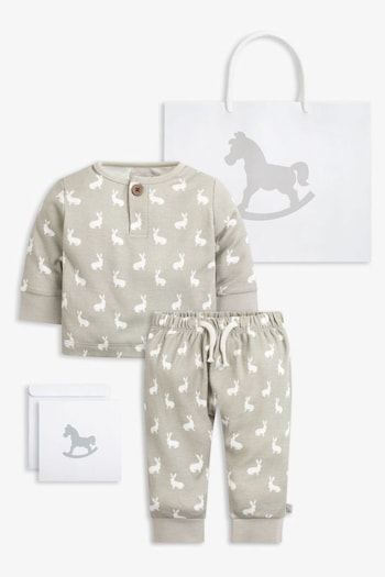 The Little Tailor Easter Bunny Print 2 Piece Jersey Baby Gift Set (573309) | £24