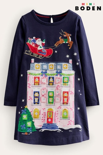 Boden Blue Advent Calendar Christmas Dress (573354) | £39 - £44
