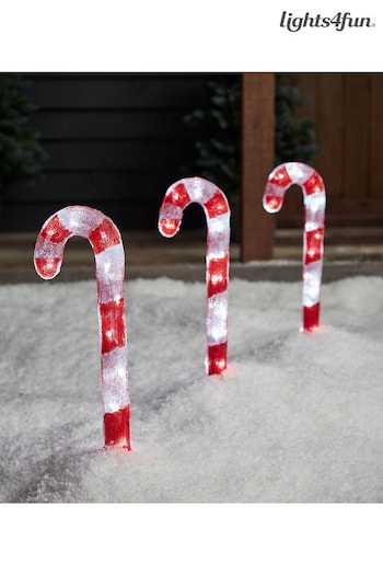 Lights4fun Candy Cane Trio Outdoor Christmas Decoration (573375) | £50