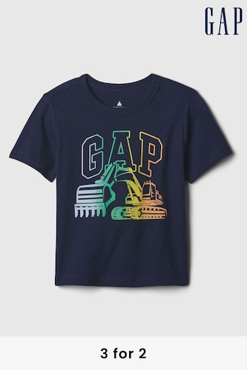 Gap Navy Blue Digger Graphic Logo Short Sleeve Crew Neck T-Shirt (Newborn-5yrs) (573383) | £8
