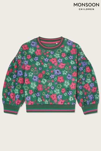Monsoon Green Flower Print Sweater (573386) | £23 - £27