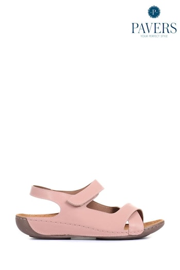 Pavers Pink Wide Fit Touch-Fasten Sandals (573411) | £33