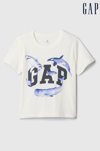 Gap White Graphic Crew Neck Short Sleeve T-Shirt (Newborn-5yrs) (573579) | £8