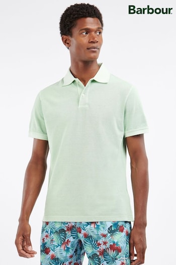 Barbour® Dusty Mint Green Washed Classic Pique Polo Shirt (573652) | £50