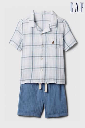 Gap Blue Brannan Bear Shirt and Shorts Set (573729) | £25