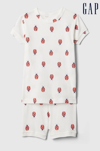 Gap White Ladybug Print Organic Cotton Short Pyjama Set (12mths-5yrs) (573974) | £18