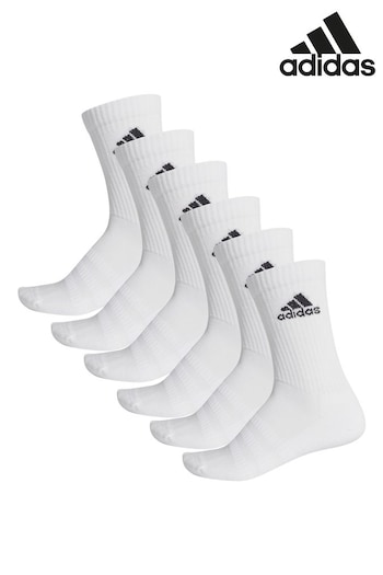 adidas Curts White Cushioned Crew 6 Pack Socks (574099) | £20