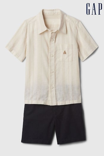 Gap Cream Linen-Cotton Shirt and Shorts Set (6mths-5yrs) (574139) | £35