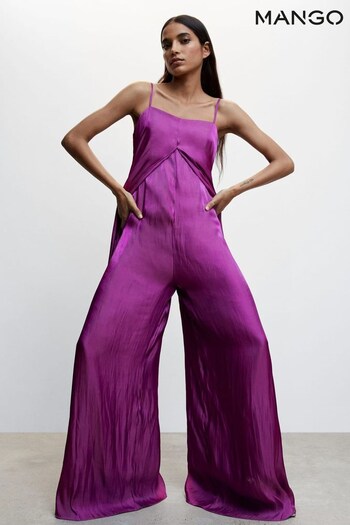 Mango Purple Satin-Finish Overall Jumpsuit with Opening (574141) | £90