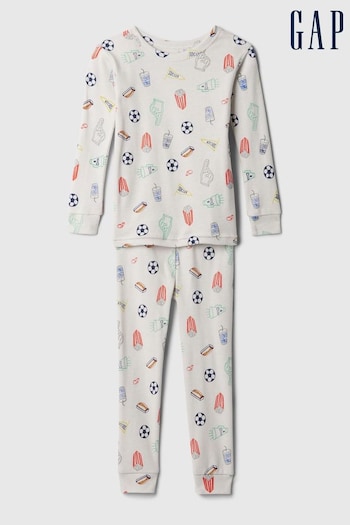 Gap Beige/Red Organic Cotton Graphic Print Pyjama Set (12mths-5yrs) (574144) | £18