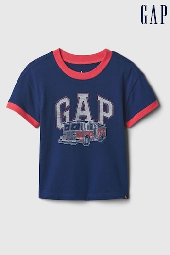 Gap Blue Graphic Short Sleeve Crew Neck T-Shirt (Newborn-5yrs) (574149) | £8