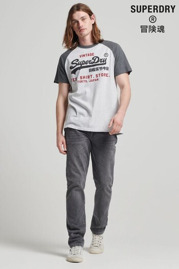 Superdry Grey Organic Cotton Vintage Logo Raglan T-Shirt (574205) | £27