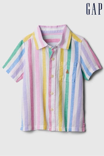 Gap White Short Sleeve Linen Cotton Shirt (6mths-5yrs) (574240) | £15