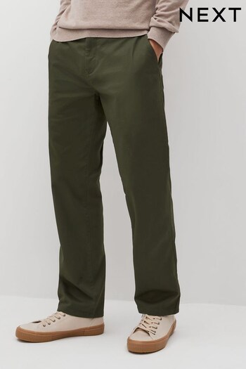 Khaki Green Relaxed Stretch Chino Trousers Tradicional (574317) | £24