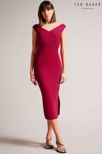 Ted Baker Pink Mikella Bodycon Knit Dress With Seam Detail (574353) | £175
