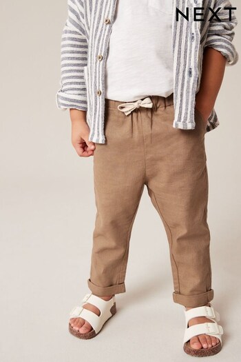 Tan Brown Linen Blend Pull-On Trousers Dress (3mths-7yrs) (574384) | £8 - £10
