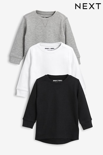 Black/White 3 Pack Long Sleeve Textured T-Shirts Sleeveless (3mths-7yrs) (574501) | £19 - £23