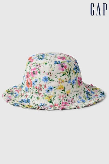 Gap White Floral Organic Cotton Reversible Bucket Hat (574516) | £12
