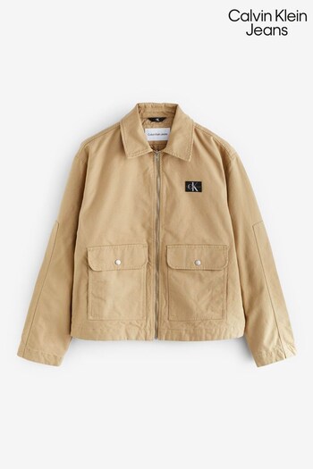 Calvin Klein Jeans Workwear Cropped Brown Jacket (574517) | £180