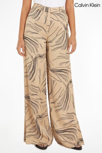 Calvin Klein Natural Surface Print Straight Trousers (574660) | £230