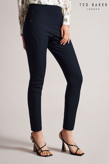 Ted Baker Blue Liroi High Waisted Leggings with Faux Popper Details (574700) | £110