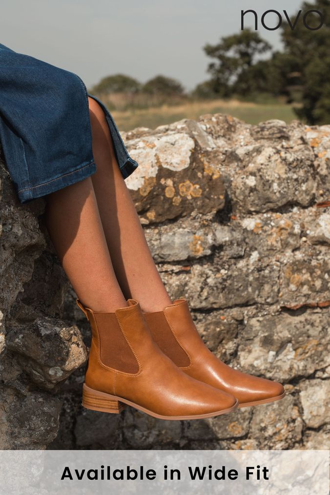 Womens wide fit flat ankle boots discount