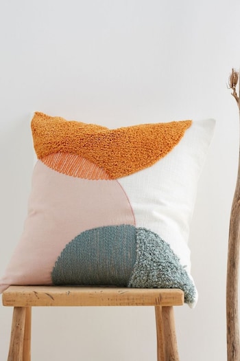 Orange Tufted Semi Circles Cotton Cushion (574829) | £25
