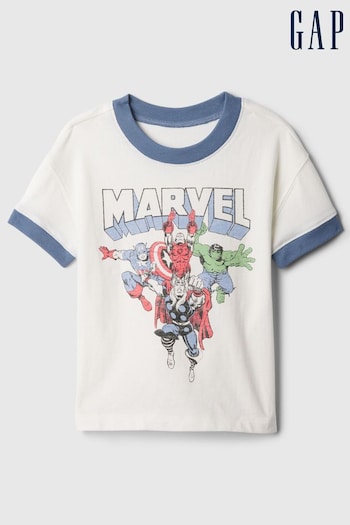 Gap White Marvel Graphic Short Sleeve Crew Neck T-Shirt (6mths-5yrs) (574912) | £12