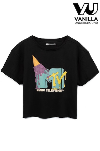 Vanilla Underground Black MTV Cropped T-Shirt (574935) | £18