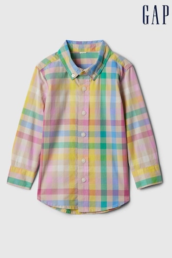 Gap Yellow and Pink Organic Cotton Check Long Sleeve Shirt (12mths-5yrs) (575160) | £18