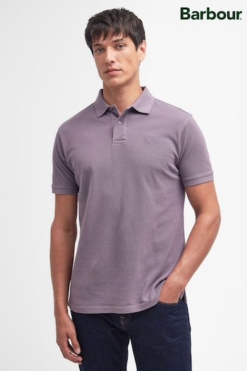 Barbour® Purple Slate Washed Classic Pique print Polo Shirt (575194) | £50