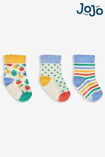 JoJo Maman Bébé Cream Girls' 3-Pack Fruit Socks (575226) | £9.50
