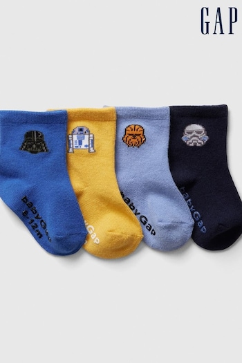 Gap Blue and Yellow Star Wars Crew Socks 4 Pack (575266) | £10