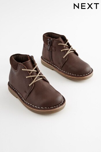 Chocolate Brown Stitchdown Boots with Inside Zip (575342) | £26 - £32