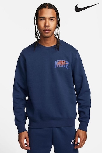 Nike Blue Club Fleece Long Sleeve Crew T-Shirt (575488) | £65